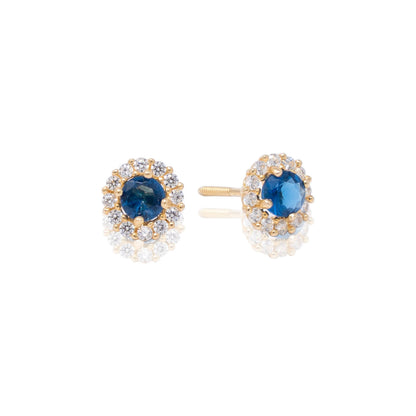 14k Gold Round Birthstone Earrings