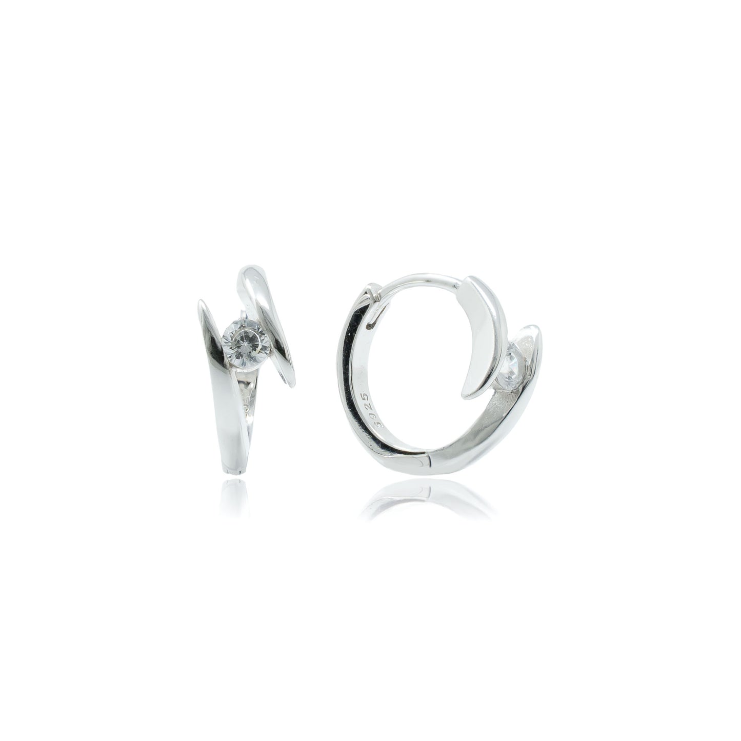 Sterling Silver Dainty CZ Huggies
