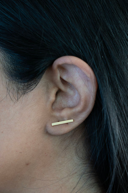 14k Gold Long Bar Studs