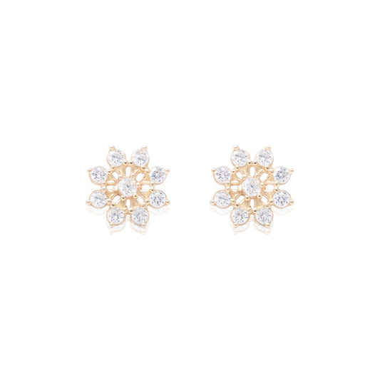 14k Gold Flower Stud Earrings