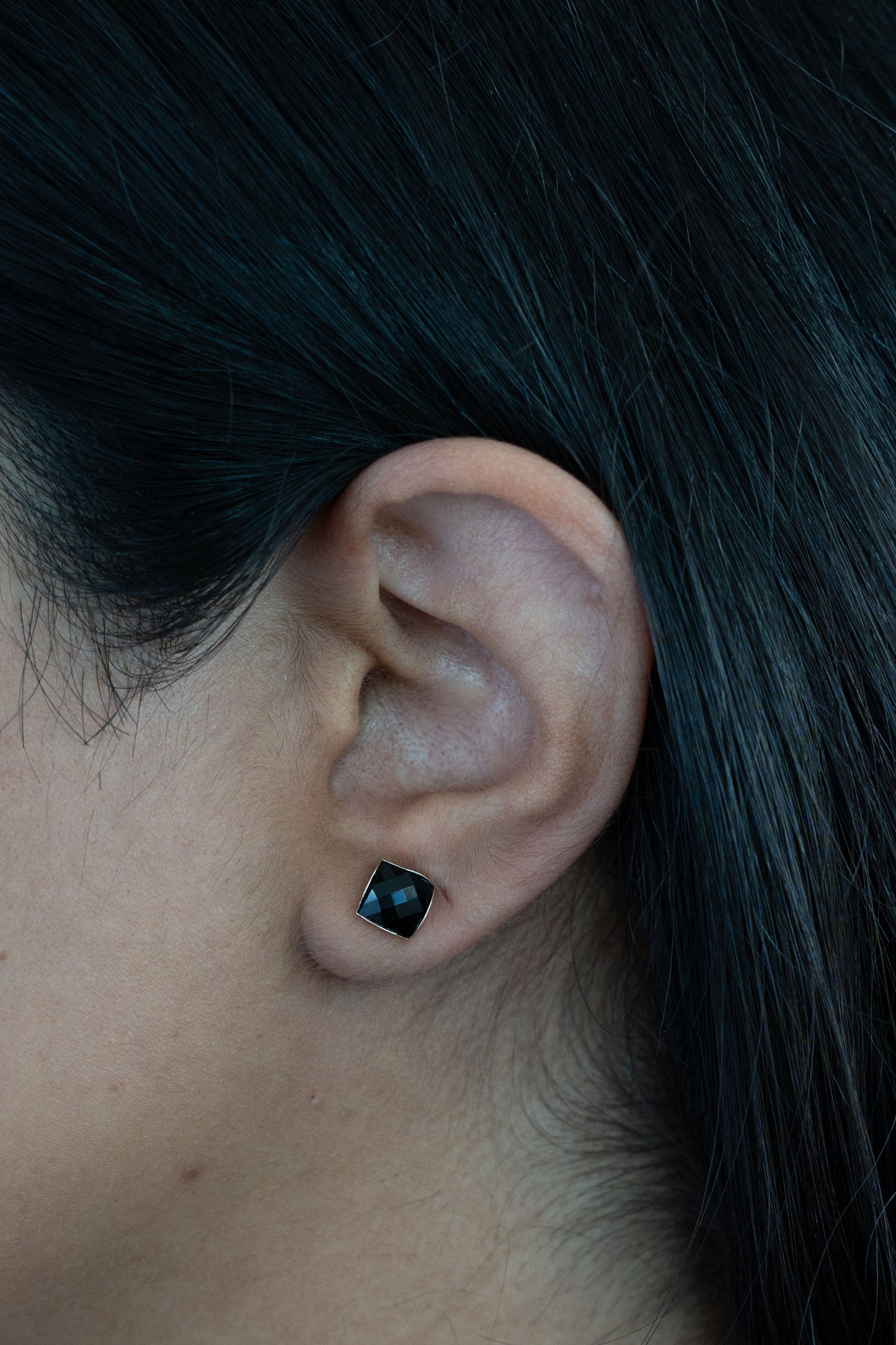 14k Gold Square Black Studs