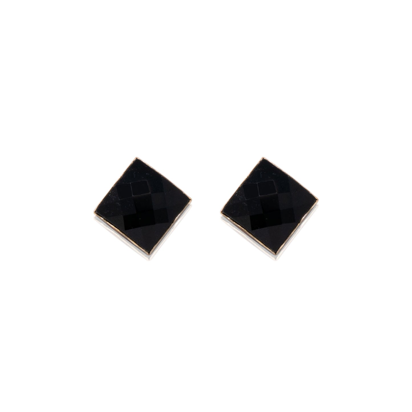 14k Gold Square Black Studs
