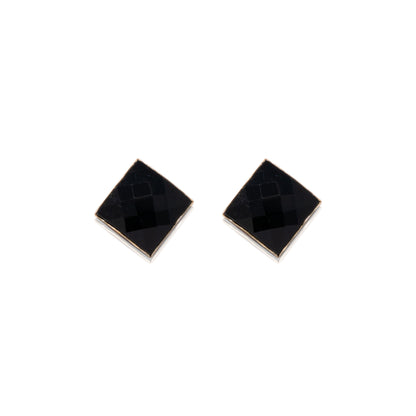 14k Gold Square Black Studs