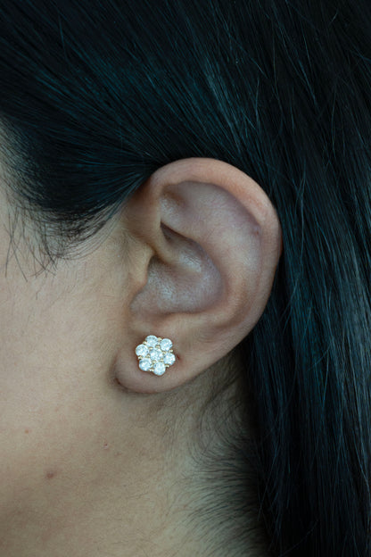 14k Gold Large Flower Studs