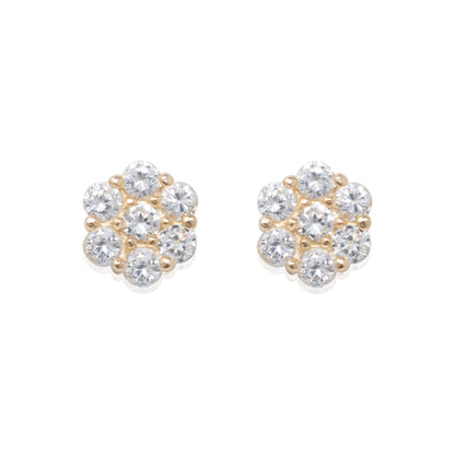 14k Gold Large Flower Studs
