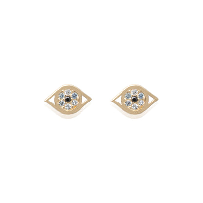 14k Gold Evil Eye Studs