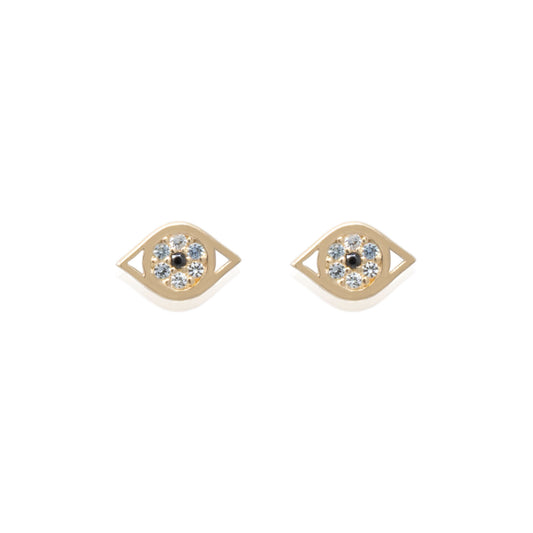 14k Gold Evil Eye Studs