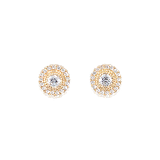 14k Gold Halo Studs