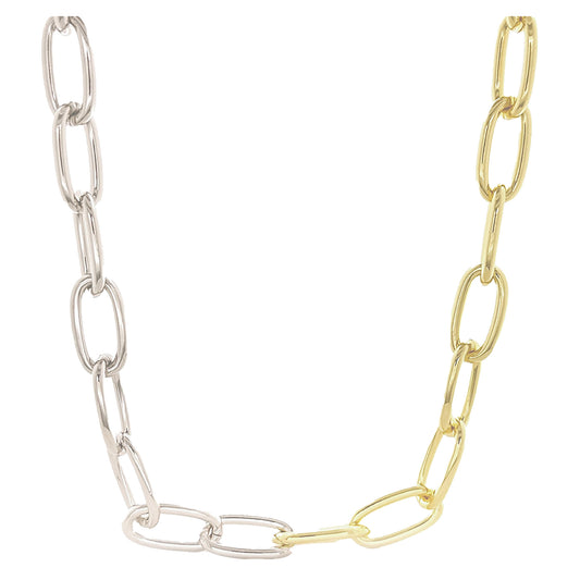 Two Tone Paperclip Chunky Necklace