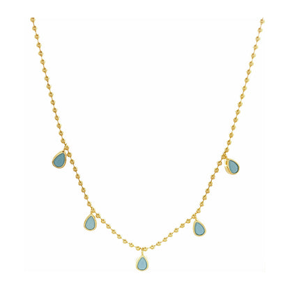 Gold Turquoise Charm Necklace