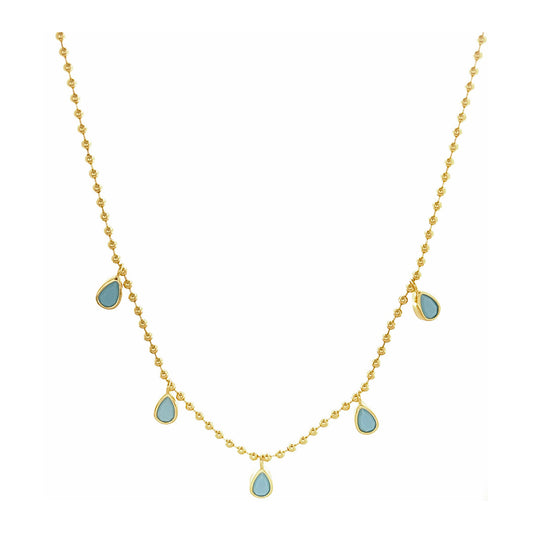 Gold Turquoise Charm Necklace