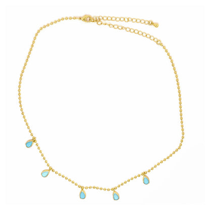 Gold Turquoise Charm Necklace