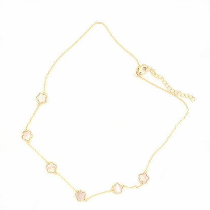 Gold Clover Mother of Pearl Necklace