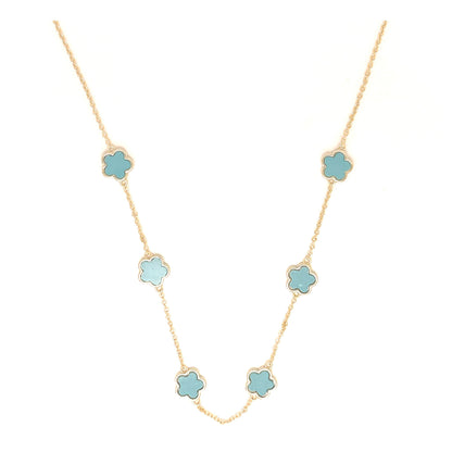 Gold Clover Turquoise Necklace