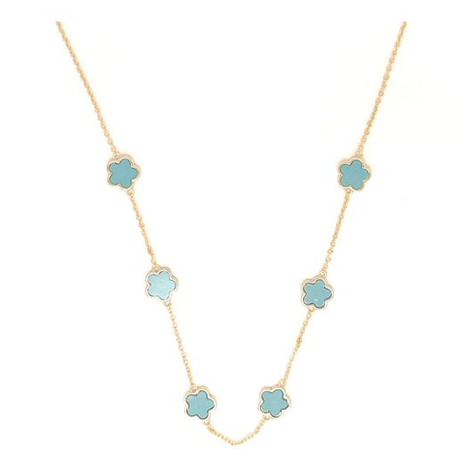 Gold Clover Turquoise Necklace