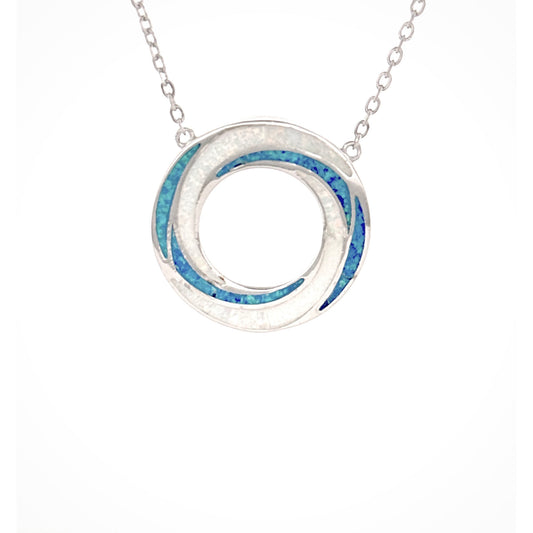 Sterling Silver Opal Circle Necklace