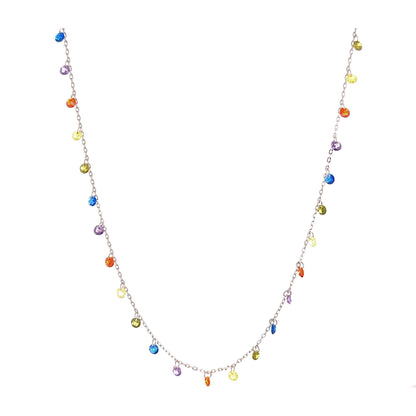 Sterling Silver Multicolor Gemstone Necklace