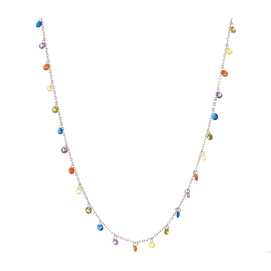 Sterling Silver Multicolor Gemstone Necklace