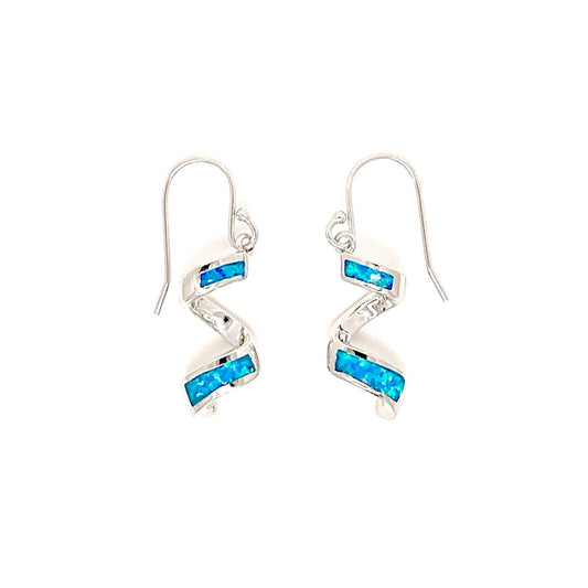 Sterling Silver Blue Opal Twist Drop Earrings