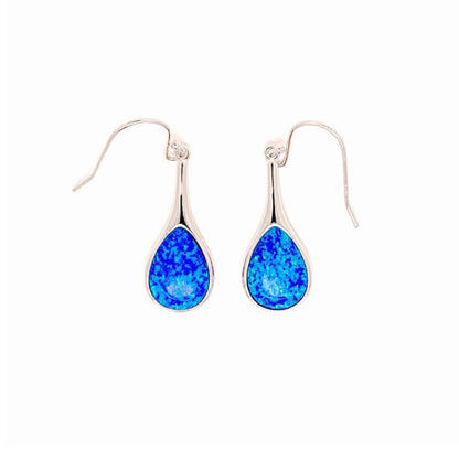 Sterling Silver Blue Opal Teardrop Earrings
