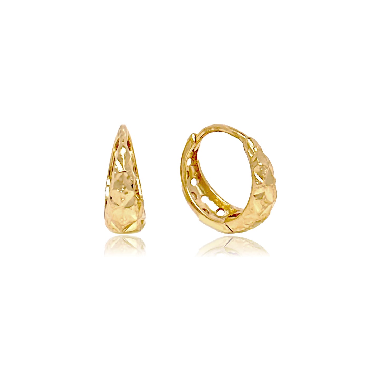 14k Gold Tapered Huggies