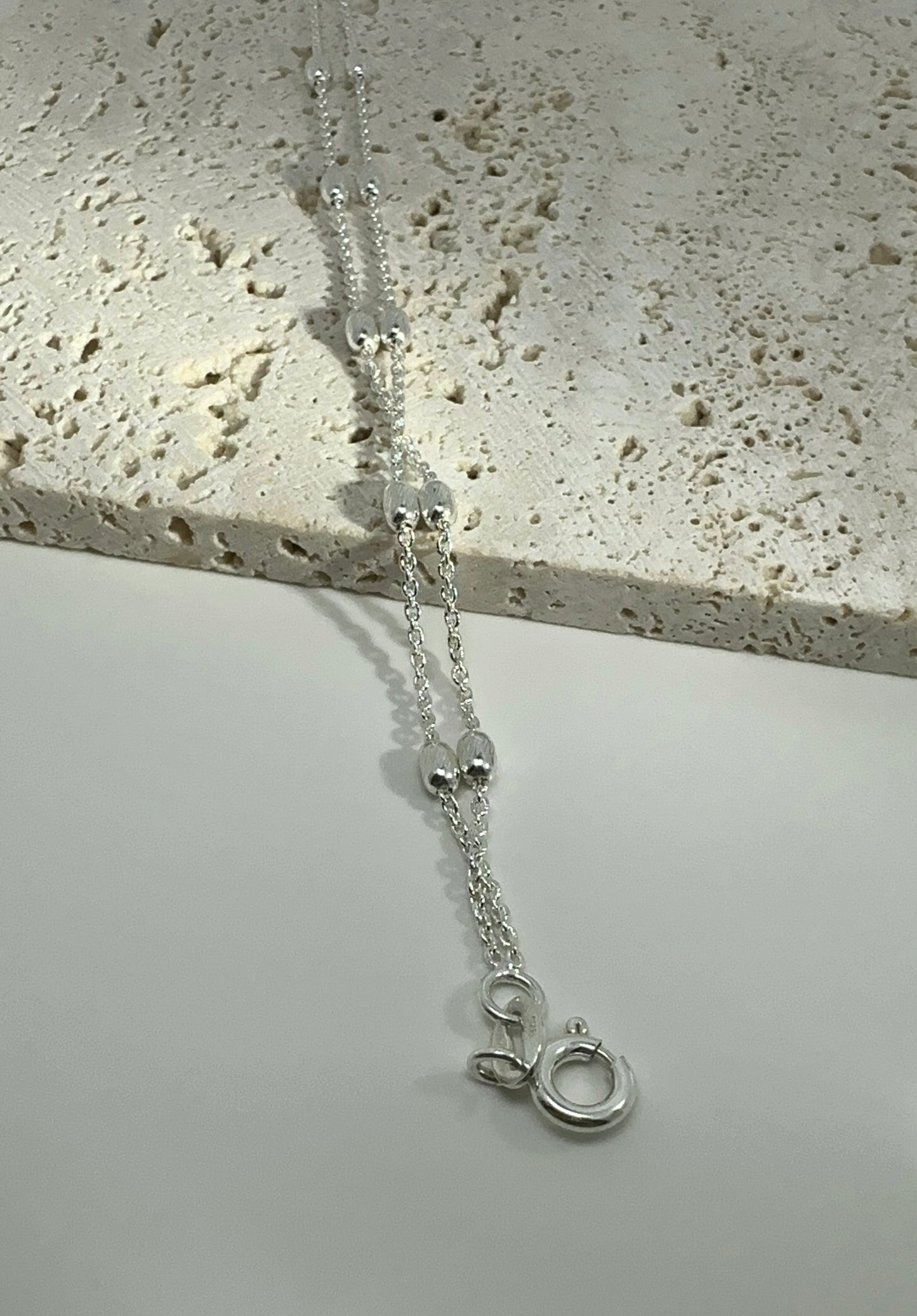 Sterling Silver Beaded Anklet