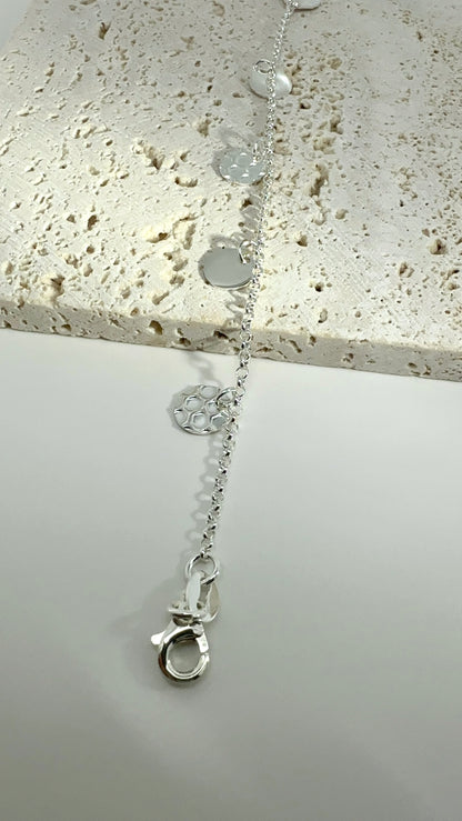 Sterling Silver Dangling Coin Anklet