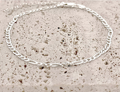 Sterling Silver Figaro Anklet
