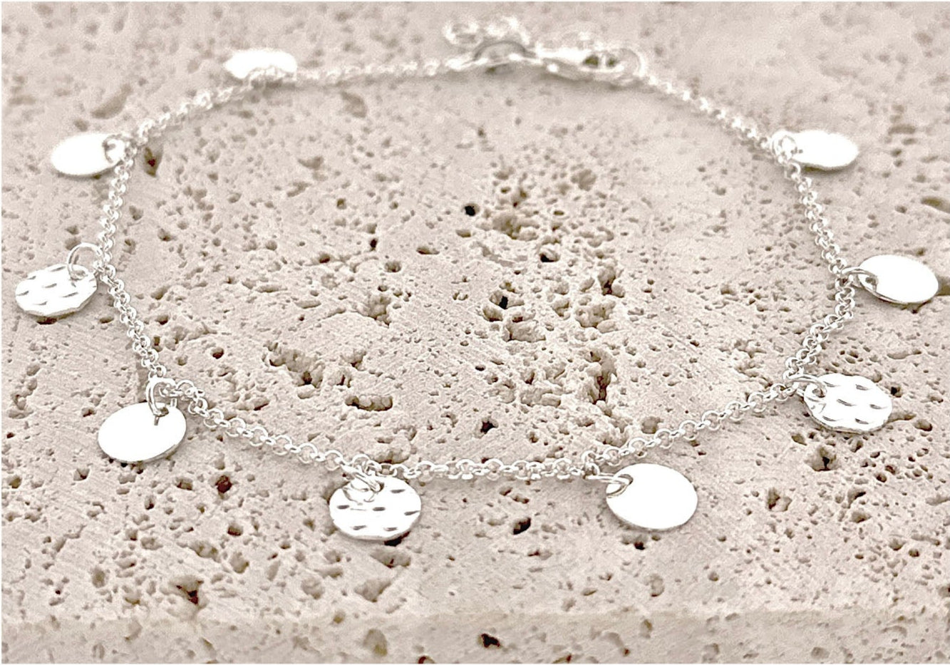 Sterling Silver Dangling Coin Anklet