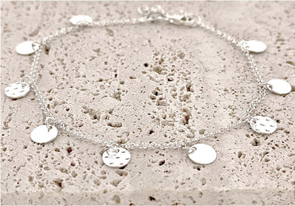 Sterling Silver Dangling Coin Anklet