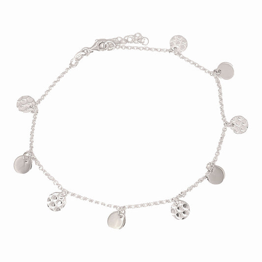 Sterling Silver Dangling Coin Anklet