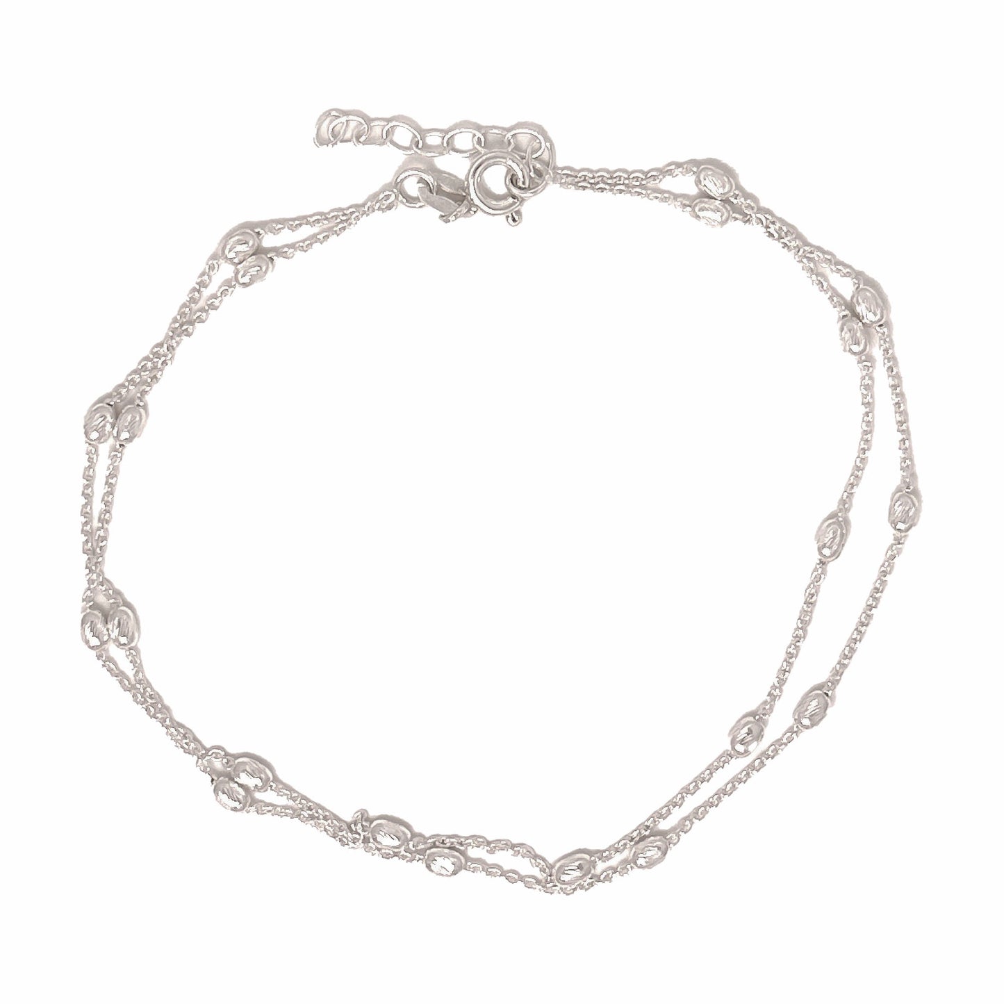 Sterling Silver Beaded Anklet