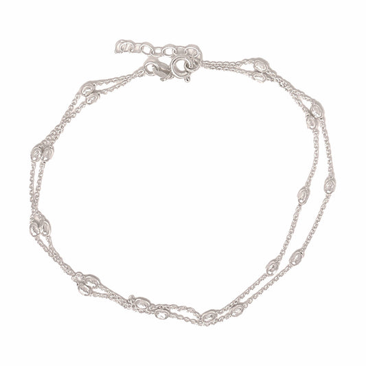 Sterling Silver Beaded Anklet