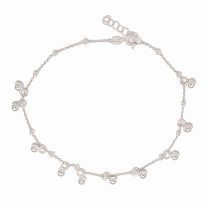 Sterling Silver Dangling Beaded Anklet