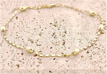 Gold Beaded Mariner Anklet