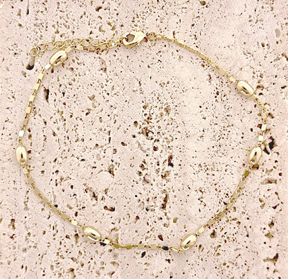 Gold Beaded Mariner Anklet