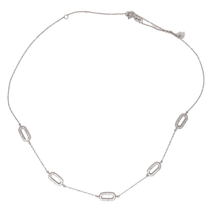 Sterling Silver Paperclip Pavé Necklace