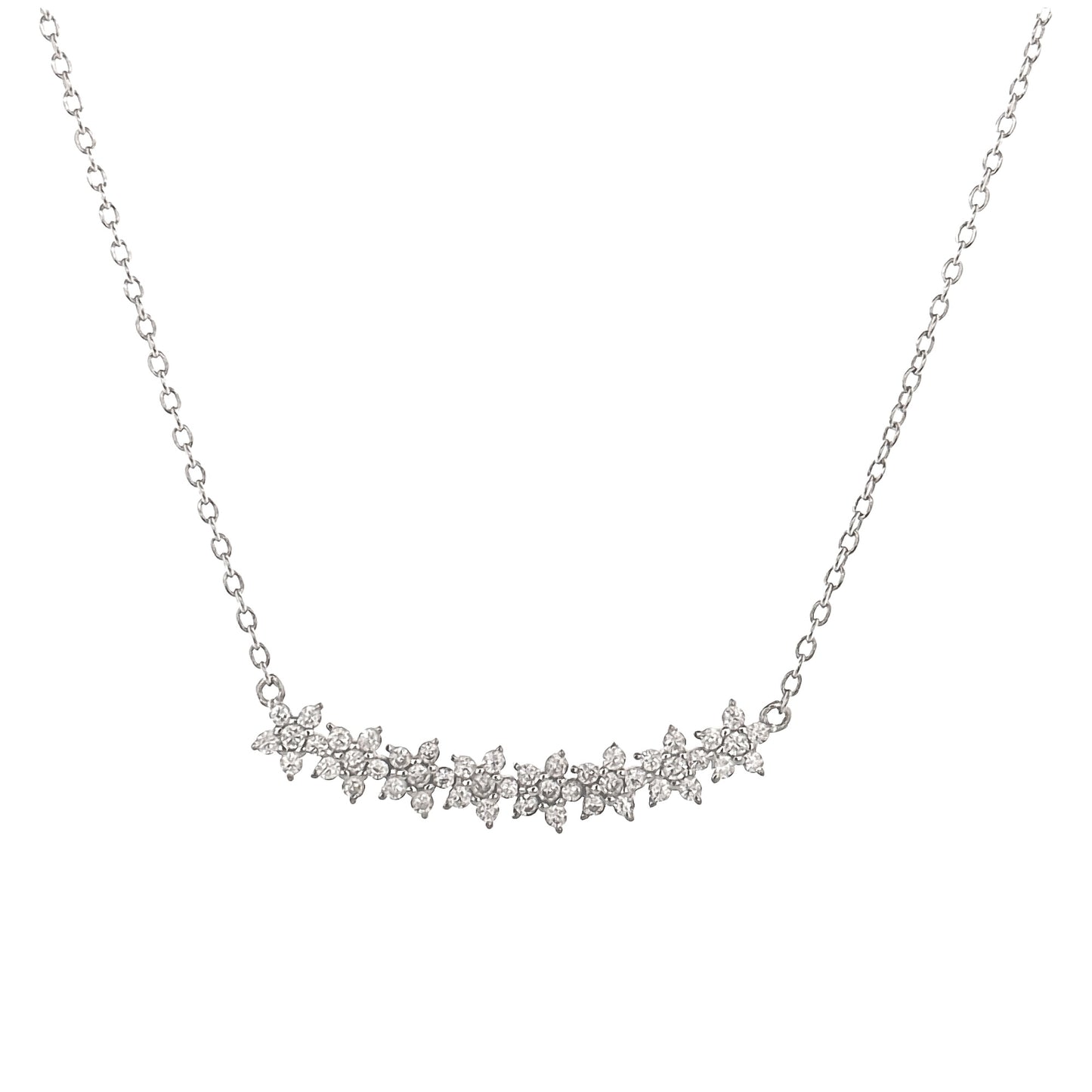 Sterling Silver Floral Cluster Necklace