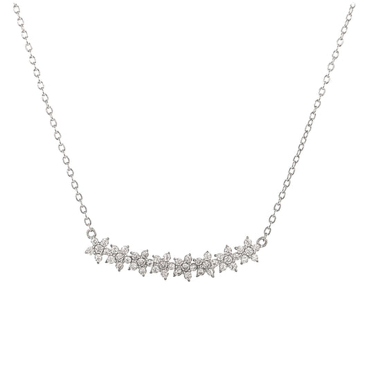 Sterling Silver Floral Cluster Necklace