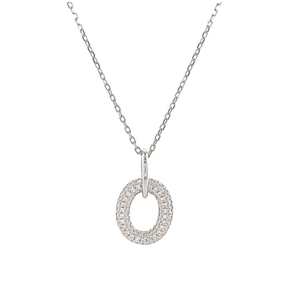 Sterling Silver Oval Pendant Necklace