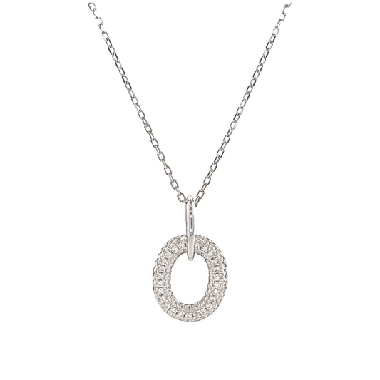 Sterling Silver Oval Pendant Necklace