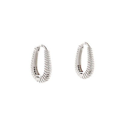 Sterling Silver Oval Croissant Huggies