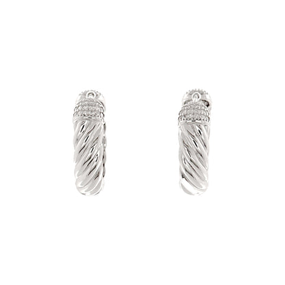 Sterling Silver Croissant Pavé Hoops
