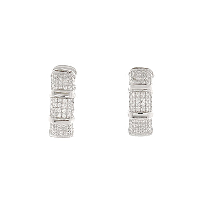 Sterling Silver Thick Pavé Huggie Hoops