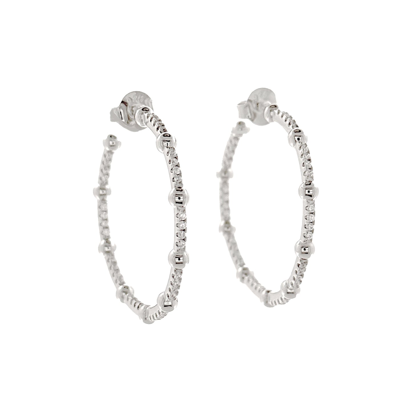 Sterling Silver Beaded Open Hoop