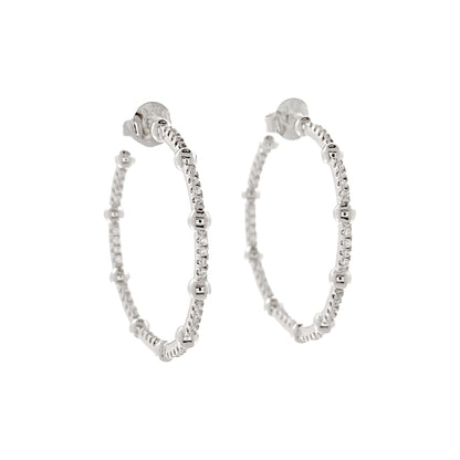 Sterling Silver Beaded Open Hoop