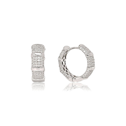 Sterling Silver Thick Pavé Huggie Hoops