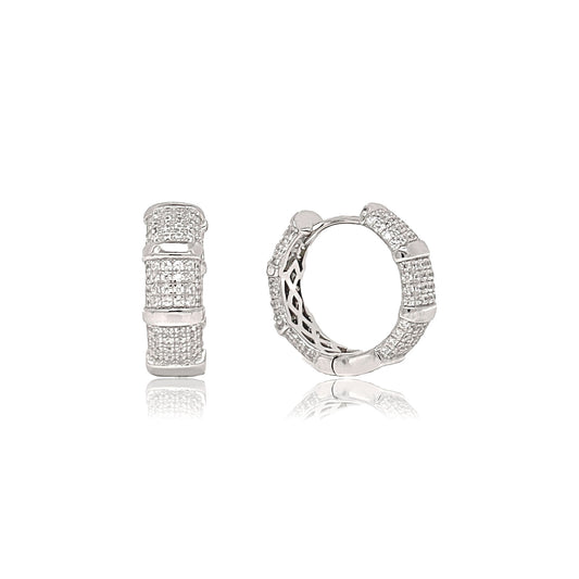 Sterling Silver Thick Pavé Huggie Hoops
