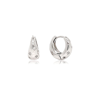 Sterling Silver Teardrop Star Huggies