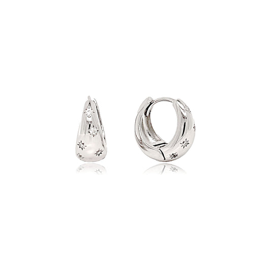 Sterling Silver Teardrop Star Huggies